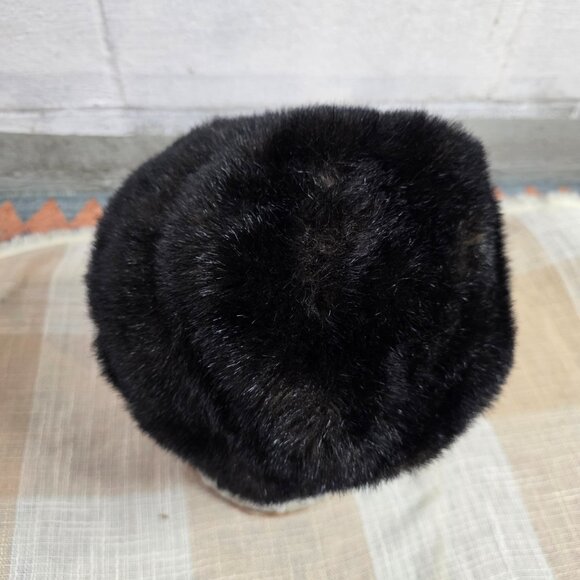 Vintage Mobwife Preppy Office Siren Skibunny Poetcore Operacore Black Fur Hat main image 7